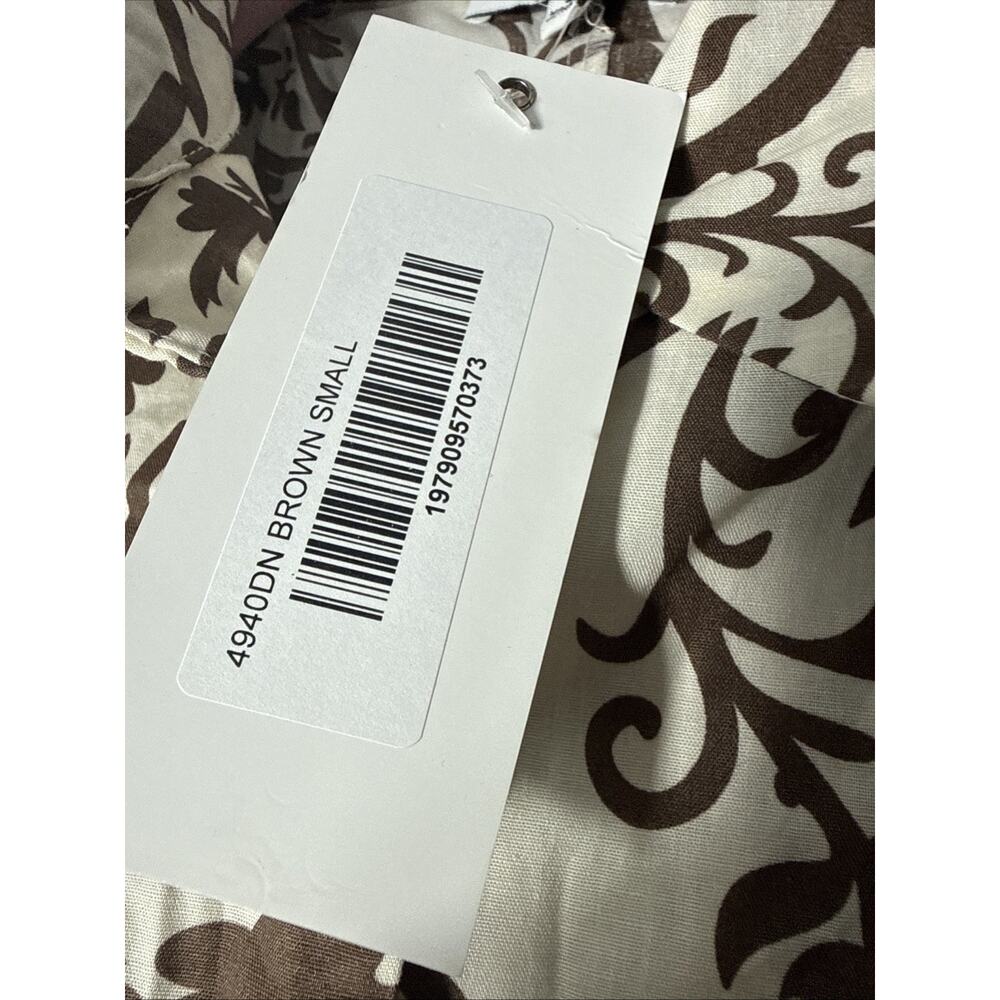Love Tree Cotton Poplin Foliage Print Midi Dress, Brown, Small - Picture 3 of 8